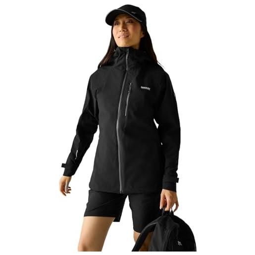 Regatta birchdale' giacca shell impermeabile traspirante cuciture nastrate con cappuccio regolabile, jackets waterproof donna, black(white), 12