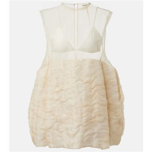 Khaite abito corto blair in misto lino e seta