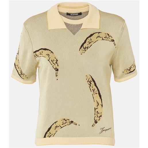 Jacquemus polo marino in jacquard