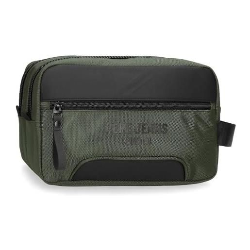 Pepe Jeans bromley beauty case due scomparti adattabile verde 26 x 16 x 12 cm poliestere, verde, taglia unica, beauty case a due scomparti adattabile
