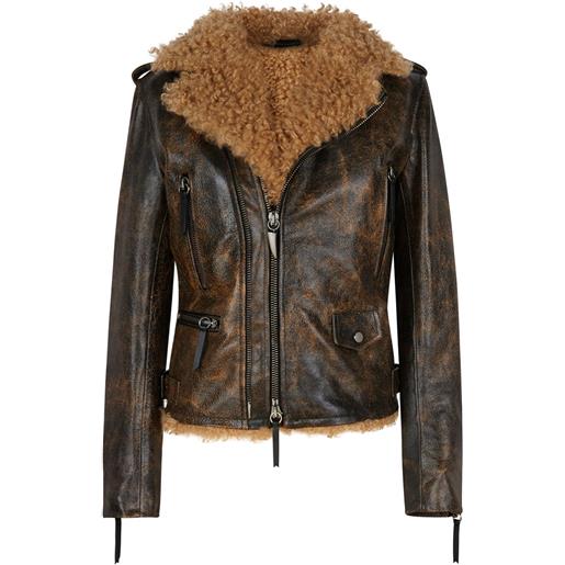 Giuseppe Zanotti giacca con fodera in shearling amelia - marrone