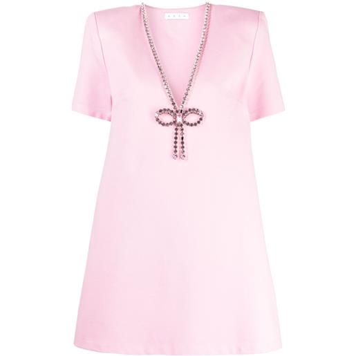 AREA abito corto con scollo a v e cristalli - rosa