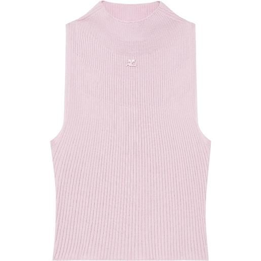 Courrèges canotta con collo rialzato - rosa