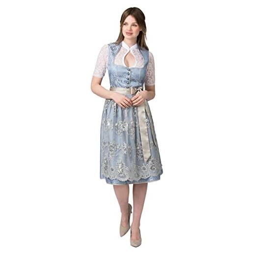 Stockerpoint dirndl odina vestito per occasioni speciali, blu fumé, 42 donna