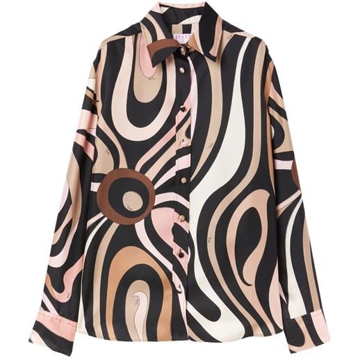 PUCCI camicia in seta con stampa marmo - nero