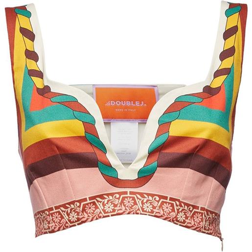 La DoubleJ top crop con design color-block - bianco