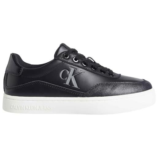 Calvin Klein donna sneakers con suola preformata classic in pelle, nero (triple black), 36