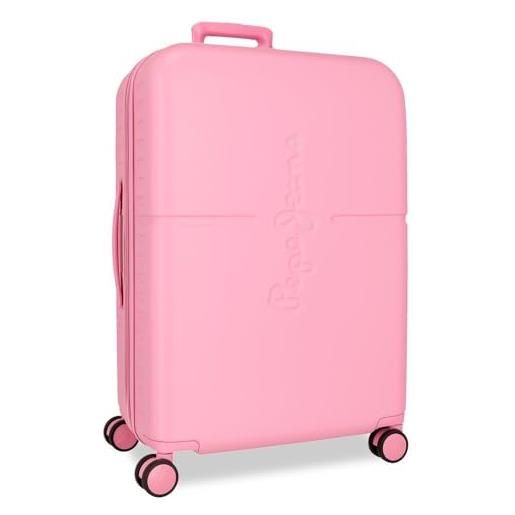 Pepe Jeans highlight valigia media rosa 48 x 70 x 28 cm rigido 3,22 kg chiusura tsa integrata abs 3,22 kg 79lextensible by joumma bags, rosa, taglia unica, valigia media