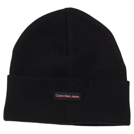 Calvin Klein jeans donna inst patch beanie k60k612322, black (black/dusty rose), os