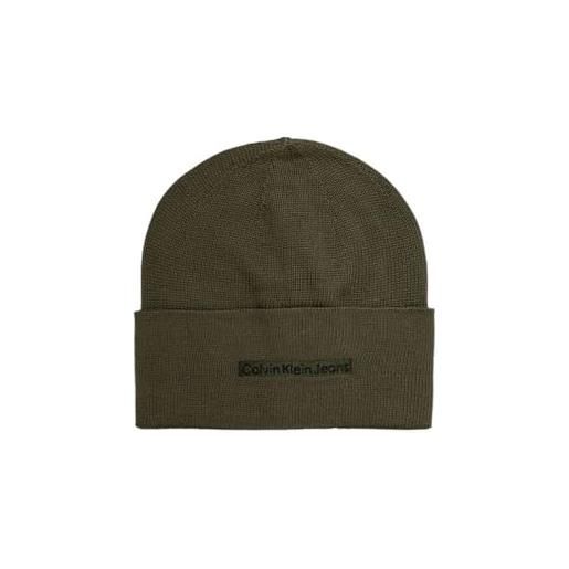 Calvin Klein jeans uomo inst embro beanie k50k512452, green (green palm), os