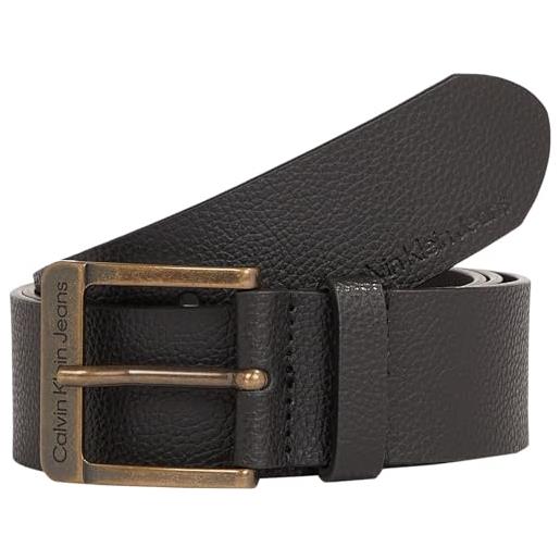 Calvin Klein jeans cintura uomo classic in pelle, nero (black/antique brass), 105 cm