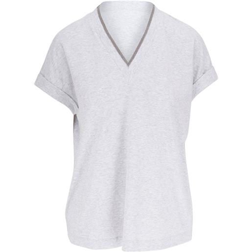 Brunello Cucinelli t-shirt con scollo a v - grigio
