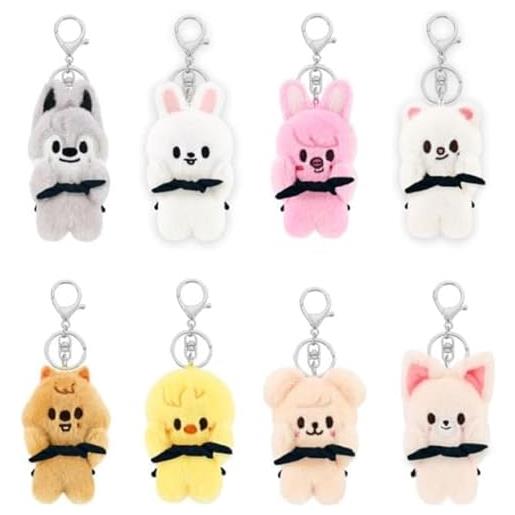 AFSC stray kids portachiavi in peluche magnet serie ate skzoo portachiavi carino portachiavi ciondolo per fan 10cm, 8 pezzi. , small-scale