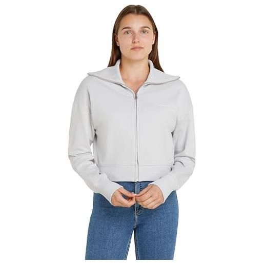 Calvin Klein jeans felpa con cerniera donna diffused monologo zip, grigio (lunar rock), xxs