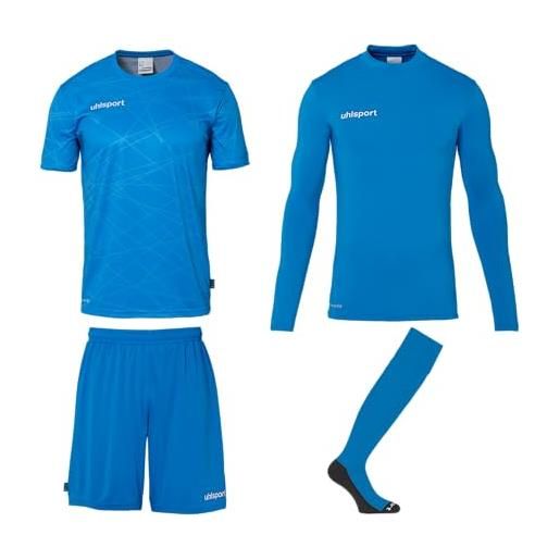 uhlsport prediction torwart set maglietta unisex adulto, blu oltremare e giallo fosforescente, xx-large