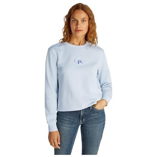 Calvin Klein donna felpa gradient monologo crewneck regular fit, blu (niagara mist), xl