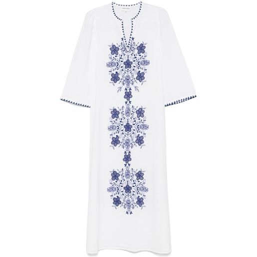 Antik Batik abito midi con ricamo vahani - bianco