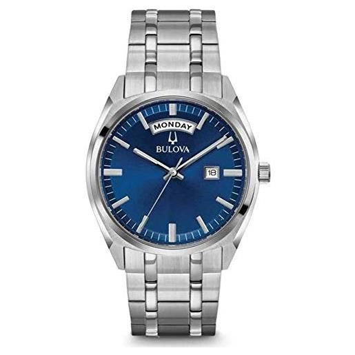 Bulova orologio uomo acciaio day date quadrante blu brillante 96c125