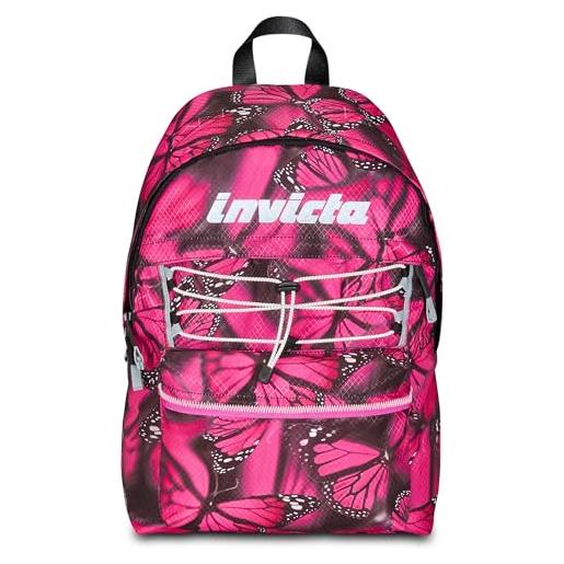Invicta zaino scuola americano fantasy, viola, zaino mono scomparto con tasca porta pc o tablet, zaino superiori, università e viaggio, ragazza donna, inserti riflettenti