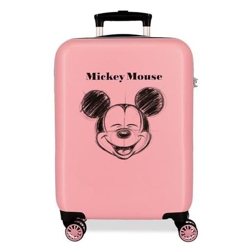 Disney joumma Disney mickey sketch valigia da cabina rosa, 38 x 55 x 20 cm, rigida 2 kg, chiusura a combinazione laterale, abs, 2 kg, 35 l, bagaglio a mano, rosa, taglia unica, valigia cabina