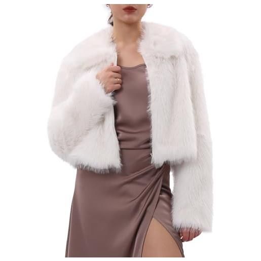 Amazhiyu cappotto di pelliccia da donna, giacca in pelliccia sintetica, giacca in pelliccia artificiale, cappotto in pelliccia artificiale, giacca di pelliccia, cappotto corto in peluche, cappotto