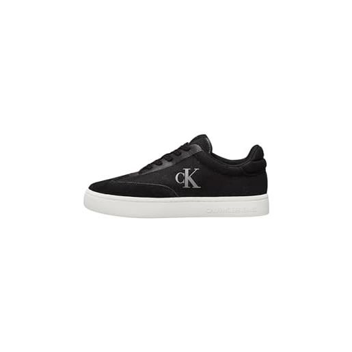 Calvin Klein donna sneakers con suola preformata classic low mix in tela, nero (black/bright white), 37