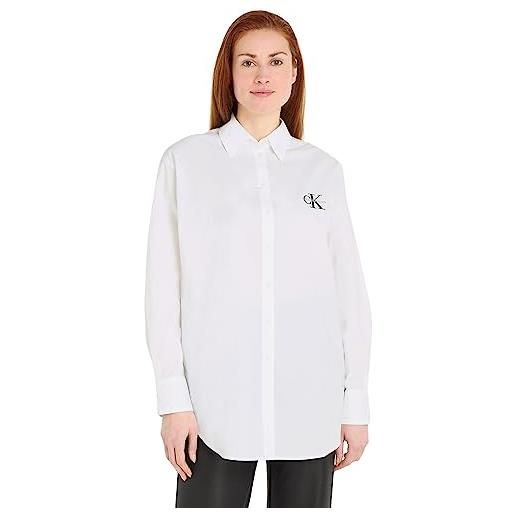 Calvin Klein jeans loose monologo shirt j20j221866 top in tessuto, bianco (bright white), s donna
