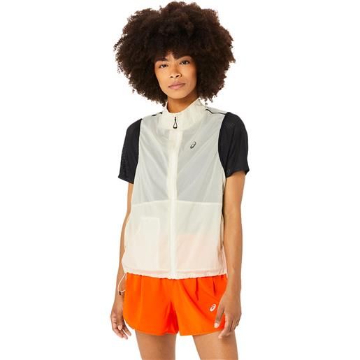 Asics gilet metarun packable donna bianco