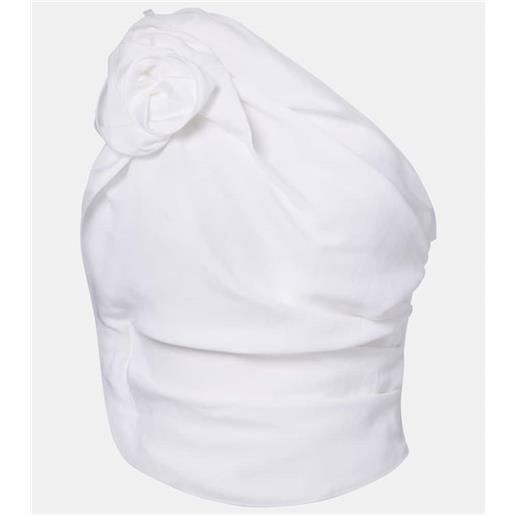 Magda Butrym top monospalla con applicazione floreale