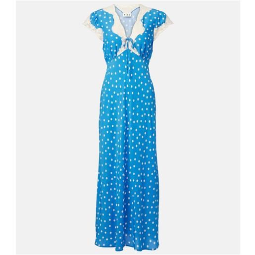 Rixo abito lungo amari a pois con pizzo