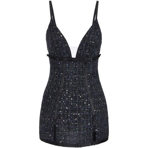 Elisabetta Franchi abito in tweed con paillettes - nero