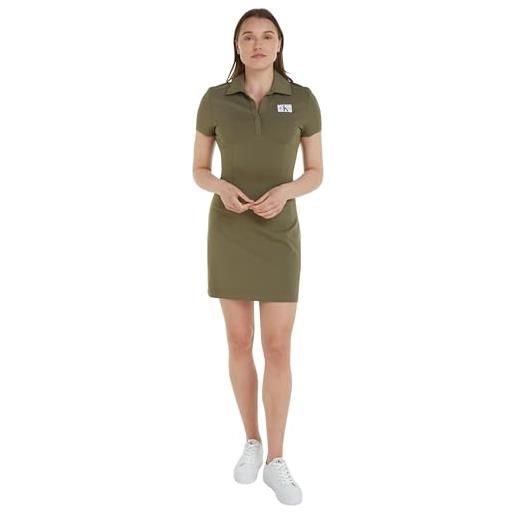 Calvin Klein jeans milano utility dress j20j222532 vestiti aderenti e svasati, verde (dusty olive), l donna