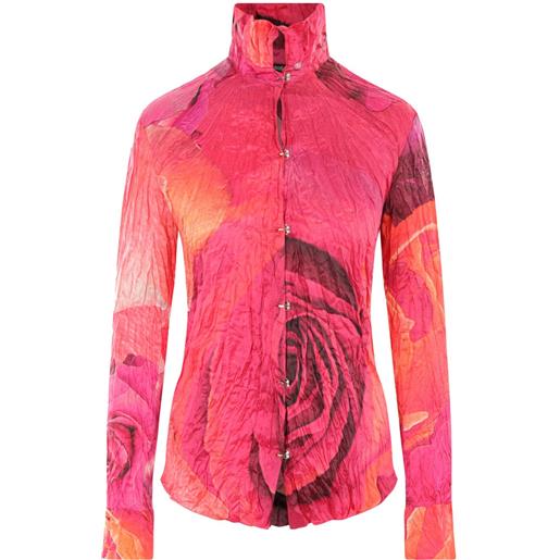 Roberto Cavalli camicia con stampa garden rose - rosa