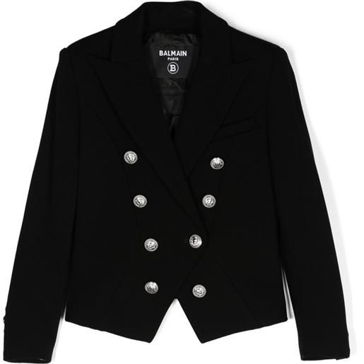 Balmain Kids blazer doppiopetto con bottoni goffrati - nero