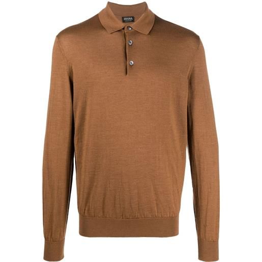 Zegna polo a maniche lunghe - marrone
