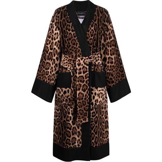 Dolce & Gabbana accappatoio in spugna di cotone leopardato - marrone