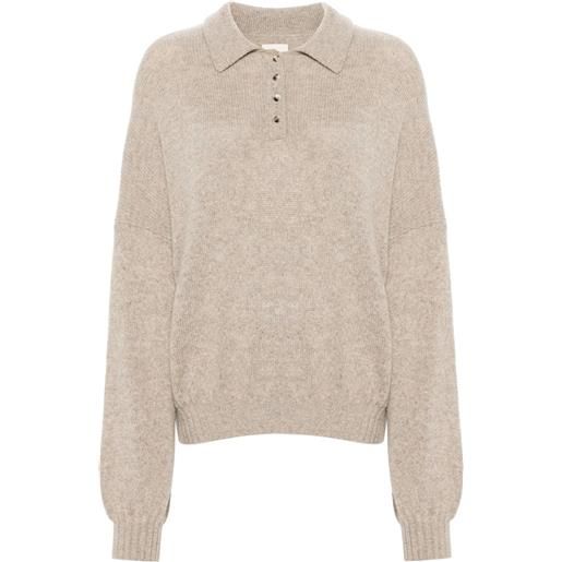 KHAITE maglione stile polo rene in misto cashmere - toni neutri