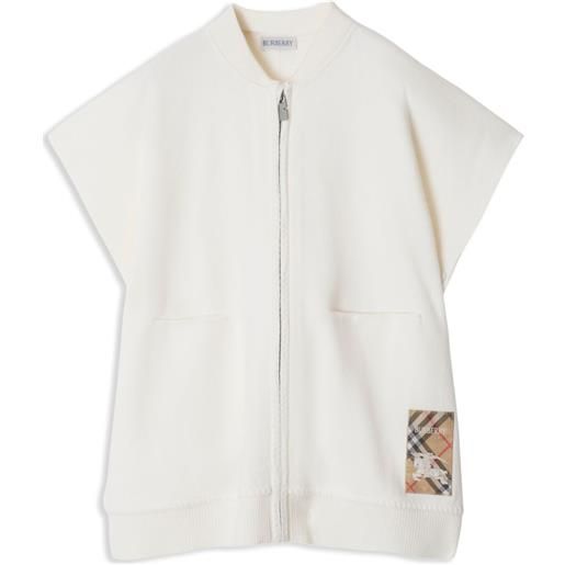 Burberry Kids mantella a quadri con applicazione logo - bianco