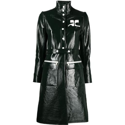 Courrèges trench con logo in vinile - verde