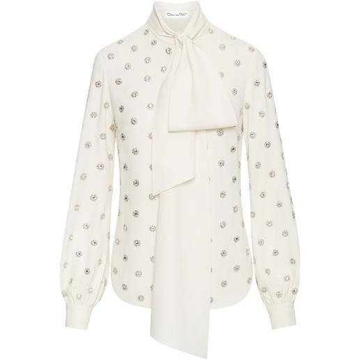 Oscar de la Renta blusa con strass - bianco