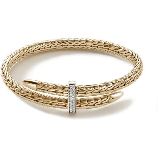 John Hardy bracciale rigido spear in oro giallo 18 carati con diamanti