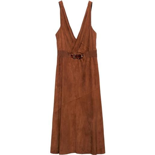 Prada abito midi smanicato - marrone