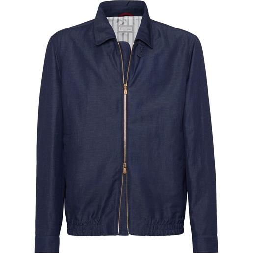 Brunello Cucinelli bomber con colletto ampio - blu