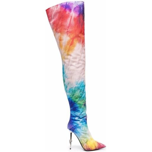 Philipp Plein stivali con fantasia tie-dye - blu