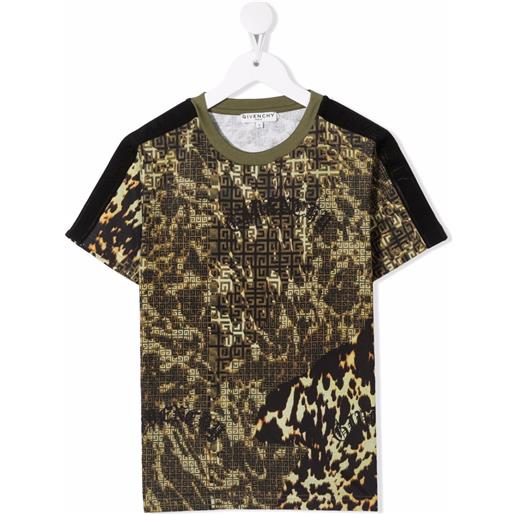 Givenchy Kids t-shirt con stampa camouflage - verde