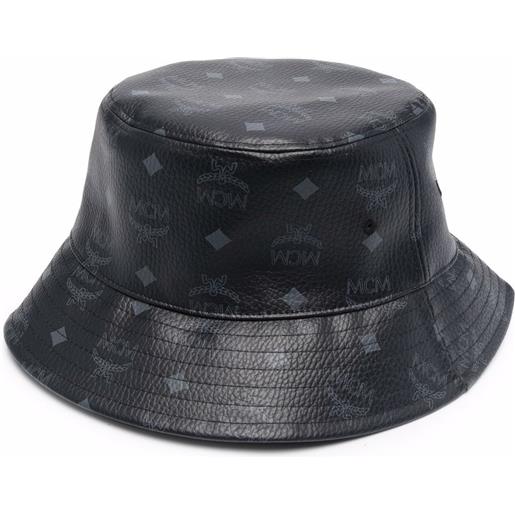 MCM cappello bucket con stampa monogramma - nero
