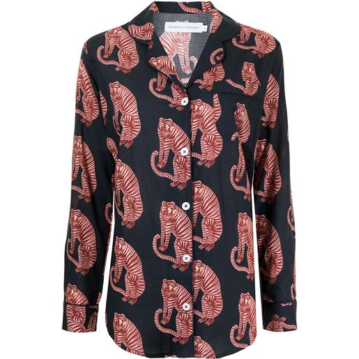 Desmond & Dempsey set pigiama sansindo con stampa - blu