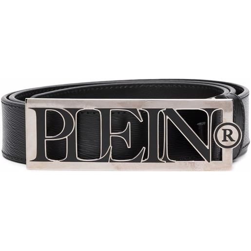 Philipp Plein cintura in pelle con placca logo - nero