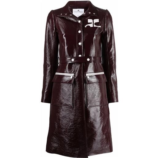 Courrèges trench con logo in vinile - viola