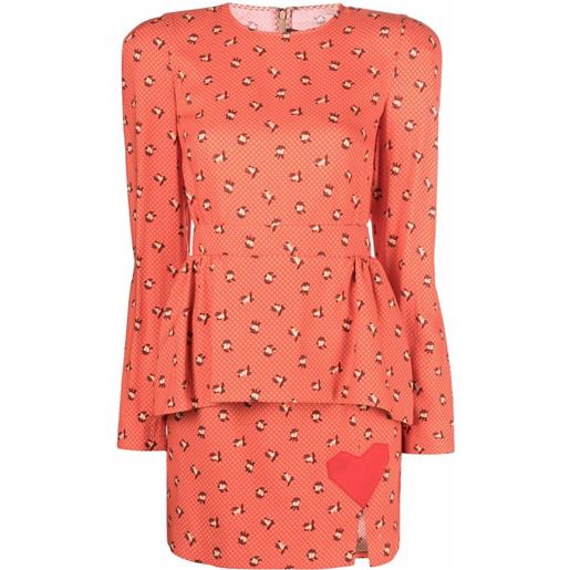 Ulyana Sergeenko abito peplum con stampa - rosso